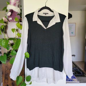 Adrianna Papell V-Neck Twofer Sweater